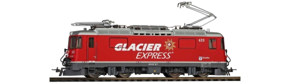 H0e Bahnfahrzeug Ch RhB Elektrolokomotive Ge4/ 4 II 623, 4A, Ep.VI, Werbelokomotive " Glacier Express ", etc...................................................
