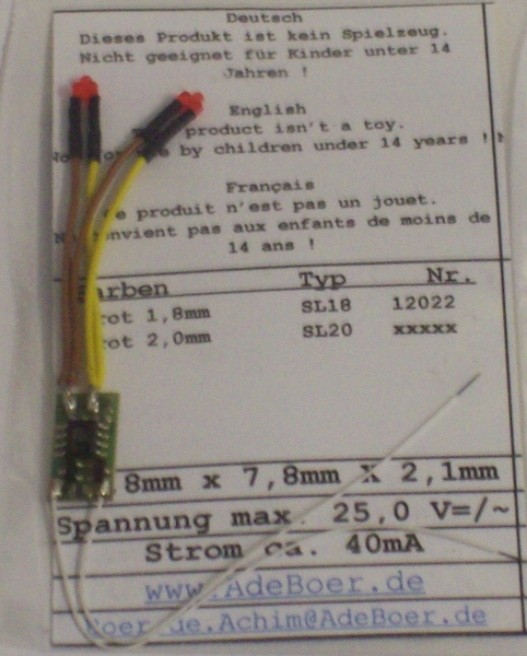 Zubehör Schlusslicht stabilisiert 2x 1,8mm LEDs, rot, Ep.I- III,