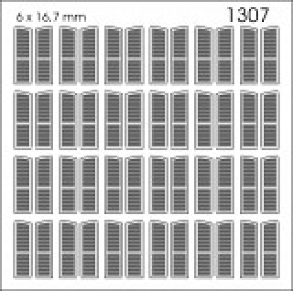 H0 Gebäude BS Fensterläden, für 24 Fenster, 6x 16,7mm, D= 1mm, Flügel links und Flügel rechts, etc....................................................................