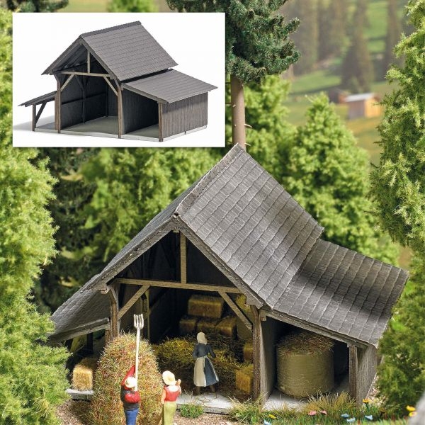 H0 Gebäude BS Heuschuppen, 100x 75x 63mm, Einfahrhöhe 34 und 25mm, etc......................................................