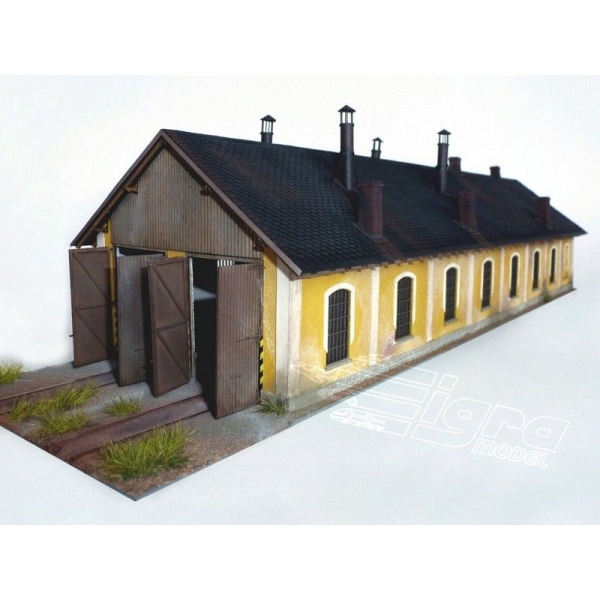 TT Laser Cut Bahngebäude Lokschuppen Hodolany, 2gleis., 99x 348x 79mm