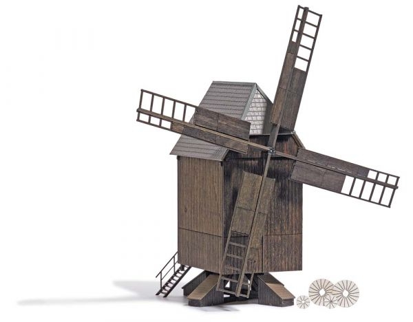 H0 Gebäude BS Bockwindmühle, 85x 60x 135mm, Windmühlenblätter 180mm, Mühlensteine, etc.........................................................................