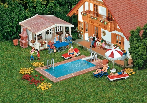 H0 Geländegestaltung BS Swimming  Pool und Gartenhaus, Ep.III, 80x 44x 26mm, 60x 53x 32mm, etc..........................................