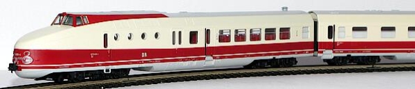 TT D DR Dieseltriebwagen- Set BR 675 , 4teilig,  2A, Ep.IV, NEM 651, R= 310mm, L= 820mm, etc....." Museumszug "