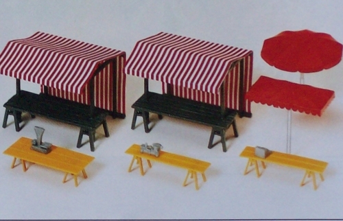 H0 Ausschmückung BS Markstände Marktschirme etc............................................................................................................