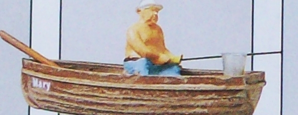 H0 Figur Angler im Boot