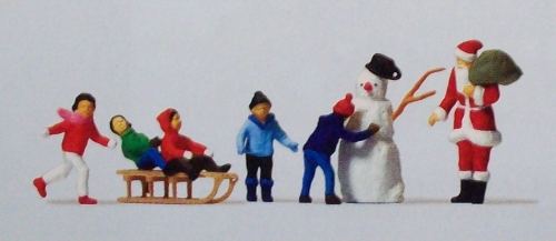 H0 Figur Weihnachtsmann Kinder Schneemann