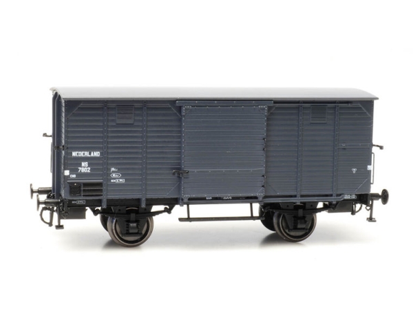 H0 NL NS Güterwagen, ged., CHD 4M, 7802, L= 97mm, 2A, Ep.II- III, ohne Bremse, grau, etc.................................................