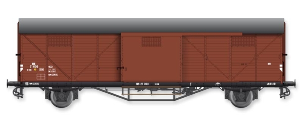 H0 NL NS Güterwagen ged., Hongaar SCHK 21000, 2A, Ep.III, L=147mm, braun, etc..................................................