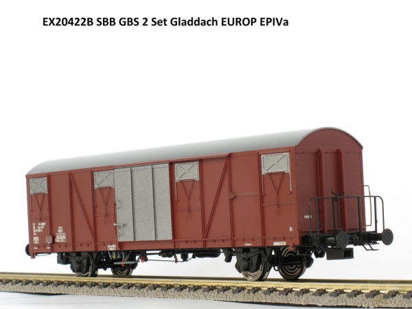 H0 CH SBB Güterwagen ged. Set 2x, Gbs, 0185 150 824 3, 2A Ep.IV,