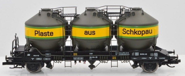 H0 D DR Güterwagen Silowagen Uc- y, Plaste aus Schkopau, BUNA AG, Transport von Kunststoffgranulat, mit Bremserbühne, 2A, Ep.5, etc.........