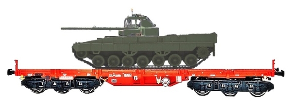 H0 D DB Schwertransportlastwagen Salmms 454, 6A, beladen mit Fahrschulpanzer BW, verkehrsrot, etc......................................