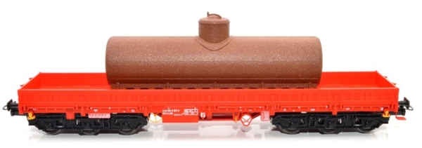 H0 D DB Schwerlastwagen Samms- u 454, 6A, beladen, mit braunen Altölsammelkessel, rot- rot- schwarz, etc.....................