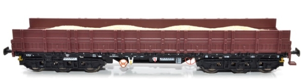 H0 D DR Schwerlastwagen Samms 4860, 6A, Bauzugwagen erhöhte Bordwände, beladen mit Kies, braun- schwarz- schwarz, etc...................