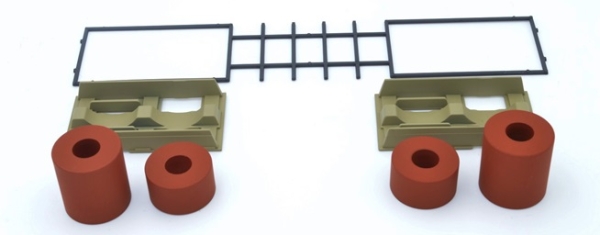 H0 Ersatzteile NPE Ladegut Ladegut Set für Coiltransport, 2x groß, 2x klein,2 Coilshalter, Universalhalter St1, etc.....................