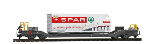 H0m Bahnfahrzeuge Ch RhB Tragwagen bel. Container , Sb- v 7728,  Ep.VI, " Spar Berge  ",  125 A, etc.................................................................