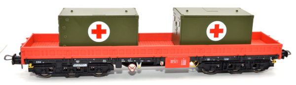 H0 D DB Schwerlastwagen Samms- u, 454, 6A, beladen mit FM2 Kabinen DRK, rot- schwarz- schwarz, etc.................
