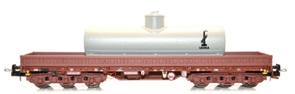 H0 D DR Schwerlastwagen Samms- u 4860, 6A, beladen, mit steingrauem Altölsammelkessel, VEB Leuna Werke, etc................