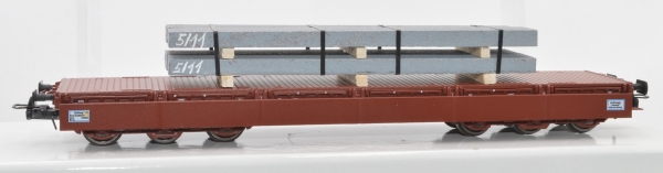 H0 D DB Schwerlastwagen Samms- u, 454, 6A, abklappbare Bordwände, beladen mit grauen Stahlbrammen, etc.....................