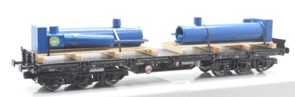 H0 D DB Schwerlastwagen Samms, 454, 6A, beladen mit blauen Maschinenteilen, einfarbig, schwarz, etc...............