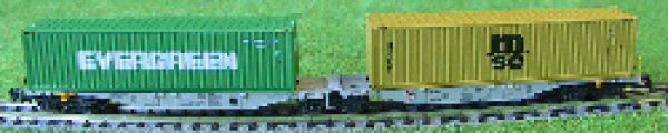 N Containertragwagen Set 2x bel. ACTS grau Evergreen+ Maerks