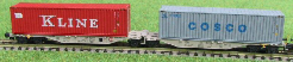 N A Containertragwagen Set 2x bel. AAE Wiener LB AG K Line Cosco