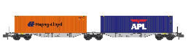N D PRI Containertragwagen Set 2x bel. Cargo, Hapag Lioyd