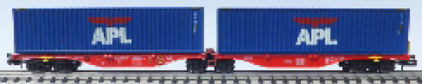 N D DB Containertragwagen Set 2x bel.Ep.V  Container APL blau re