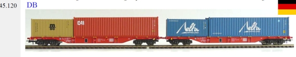 N DB Containertragwagen Set 2x 4A bel.20` 40`