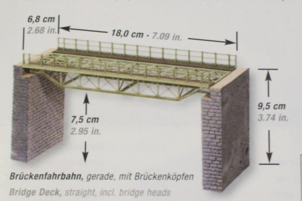 H0 Geländegestaltung BS Laser Cut Brückenfahrbahn gerade mit Brückenköpfen, Länge 18 cm, Höhe 9,5cm, Durchfahrtshöhe 7,5cm, etc...