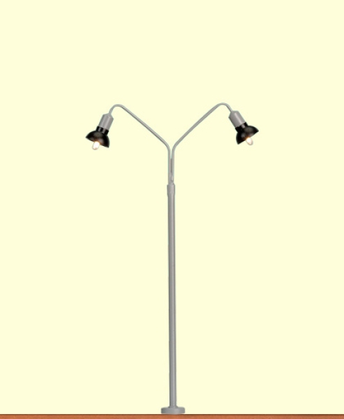 H0 Leuchte LED Bogenleuchte mit Stecksockel, H= 100mm,  2fach, Gleichstrom 12- 16V, Brawa Gleichrichter 2185