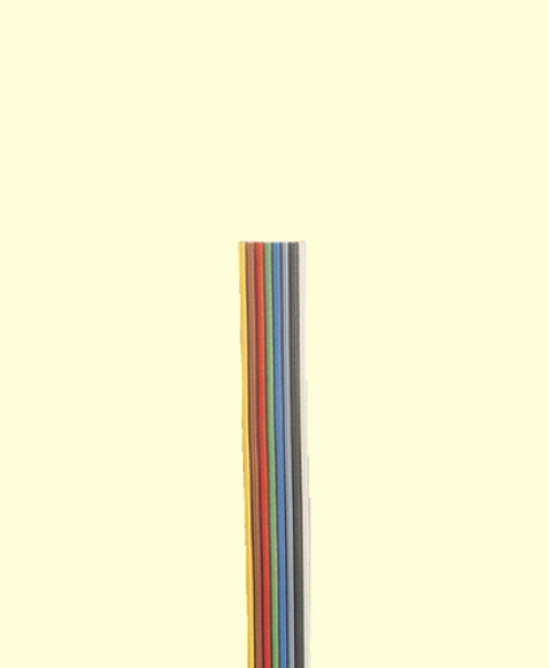 elektro Flachbandlitze, 0,14mm²,  1,5A,  5m,  8adrig,  Blau- braun- gelb- rot- grün- schwarz, rau- weiß