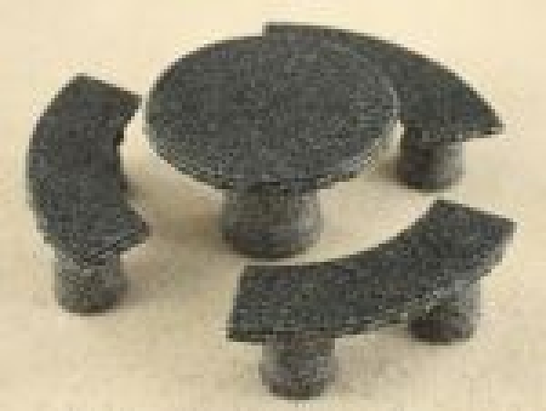 G Sitzgruppe rund 1+ 3 Granit grau