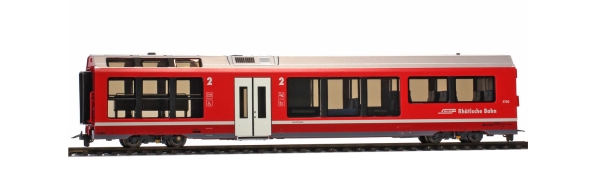 H0m Bahnfahrzeug Ch RhB Endwagen AGZ, Bi 576 01, Kl.2, 4A, Ep.VI, rot, etc............................................................................