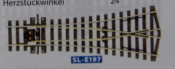 H0 Bahnausstattung Gleis Code 75,  Weiche Y,  147,5mm, R610mm, 24° ,Herzstück leitend