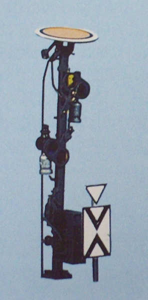 H0 Bahnausstattung BS MS KS Vorsignal, Vr0/ Vr1/ Vr102,  39mm,  beleuchtet,  dreibegriffig,  mit Spiegelkasten