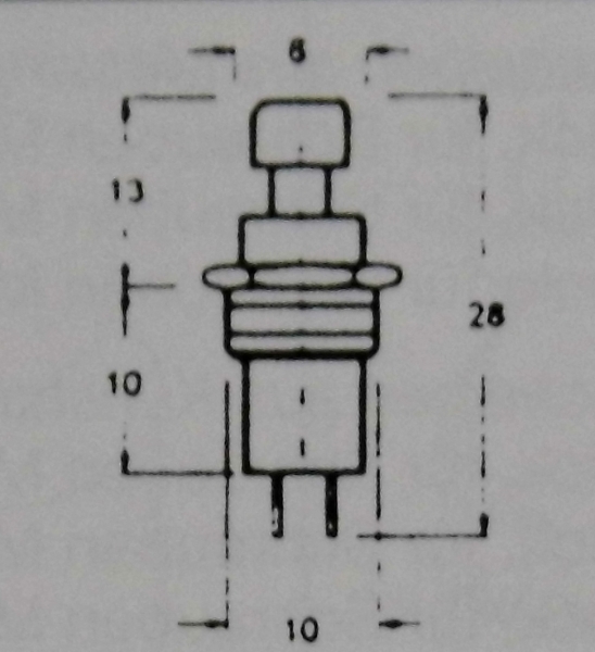 elektro Mini Drucktasterschalter  1pol. 250V, 0,5A,  gelb