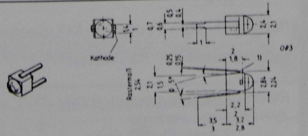 elektro LED 2,5x 2,5mm 2x grün