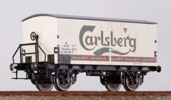 H0 DK DSB Bierwagen ZA 99495, 2A, Ep.III, Federpuffer, Bremserbühne, Echtholz, Zurüstteile, etc...... " Carlsberg "