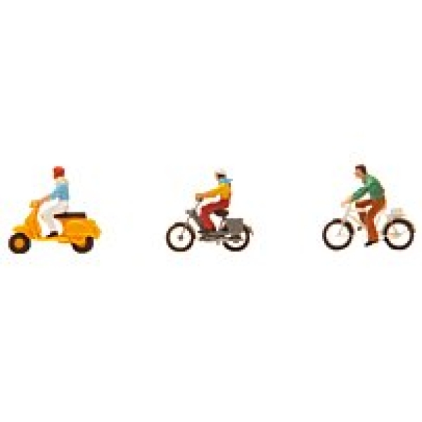 H0 Figur Fahrrad- und Mopedfahrer