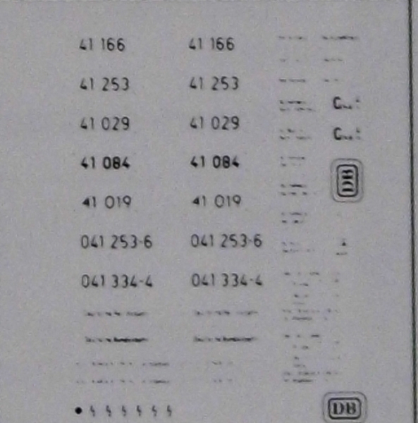 H0 Ausstattung BS D DB DR Beschriftungssatz BR 41