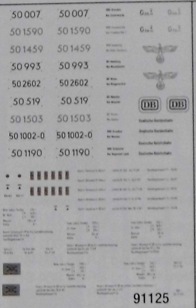 H0 Ausstattung BS D DRG DB DR Schiebebildersatz BR 50 Ep.II