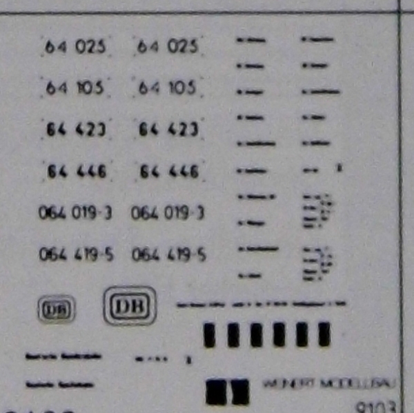 H0 Ausstattung BS D Beschriftungssatz BR 64