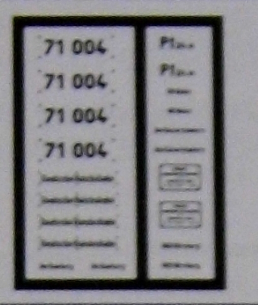 H0 Ausstattung BS MS D DRG DB Dampflokomotive BR 71 004 Ätzbesch