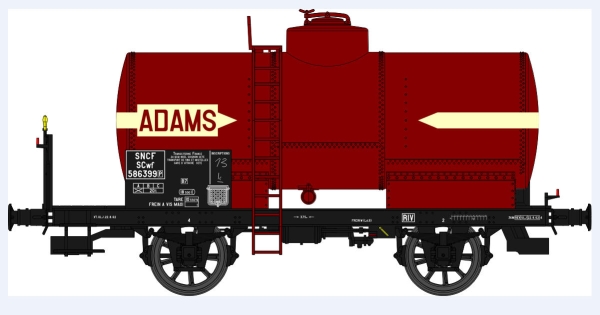 H0 SNCF Kesselwagen 2A Ep. III mit Bremswerbühne adams