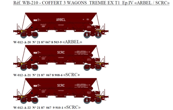 H0 SNCF Selbstentladewagen Set 3x 4A Ep.IV braun arbel scrc