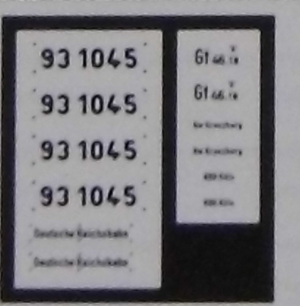 H0 Ausstattung BS D DRG Dampflokomotive BR 93 Ätzbeschriftung