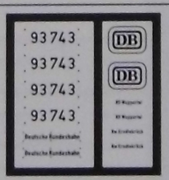 H0 Ausstattung BS D DB Dampflokomotive BR 93 Ätzbeschriftung