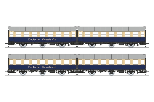 0 D DB Umbauwagen WG3yge , A3, Wagenset 4x, " Deutsche Weinstrasse ", etc............................................................................................