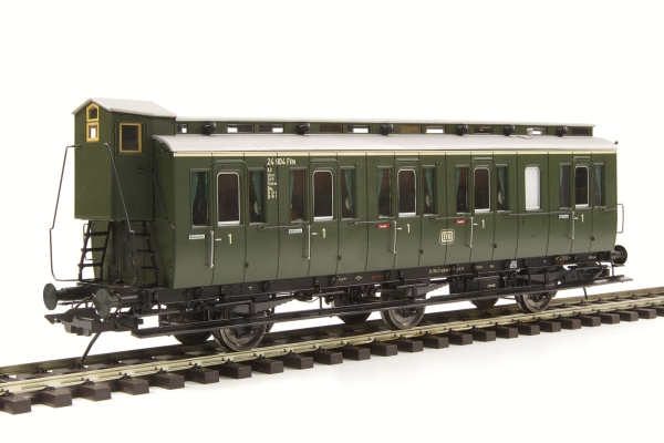 0 D DB Preußischer Abteilwagen B3 Pr 10a, 24 904 Ffm,  mit Bremserhaus, 3A, Ep.IIIb, grün, etc..........................................................................................................................